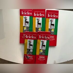 Vintage Lot of 5 NOS Packs of Christmas Icicles 1000 Strands Each Pack USA